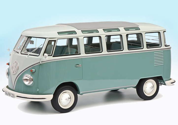 Schuco/Marklin NEW HO Volkswagen VW T1 Micro Samba Bus in Blue w/Opera Windows 